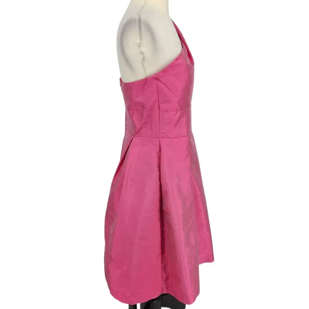 Alfred Sung One‑Shoulder Pleated Satin Dress Pink Size Medium - Picture 4 of 5
